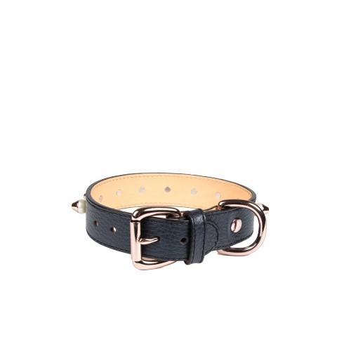 Studded Collar in navy leather