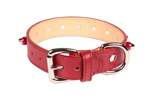 Studded Collar in red leather