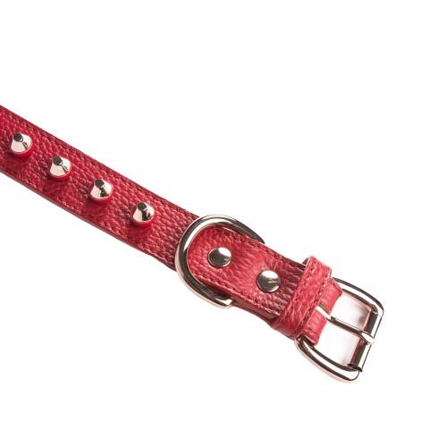 Studded Collar in red leather