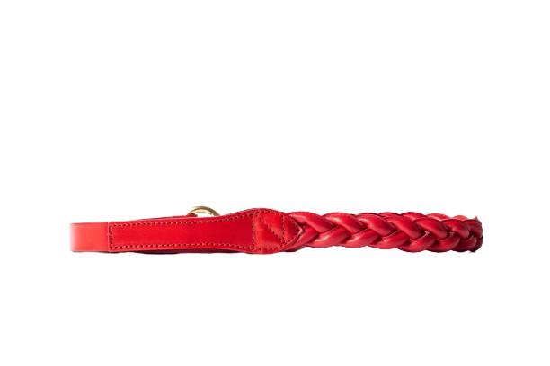 Braided Lead in red leather